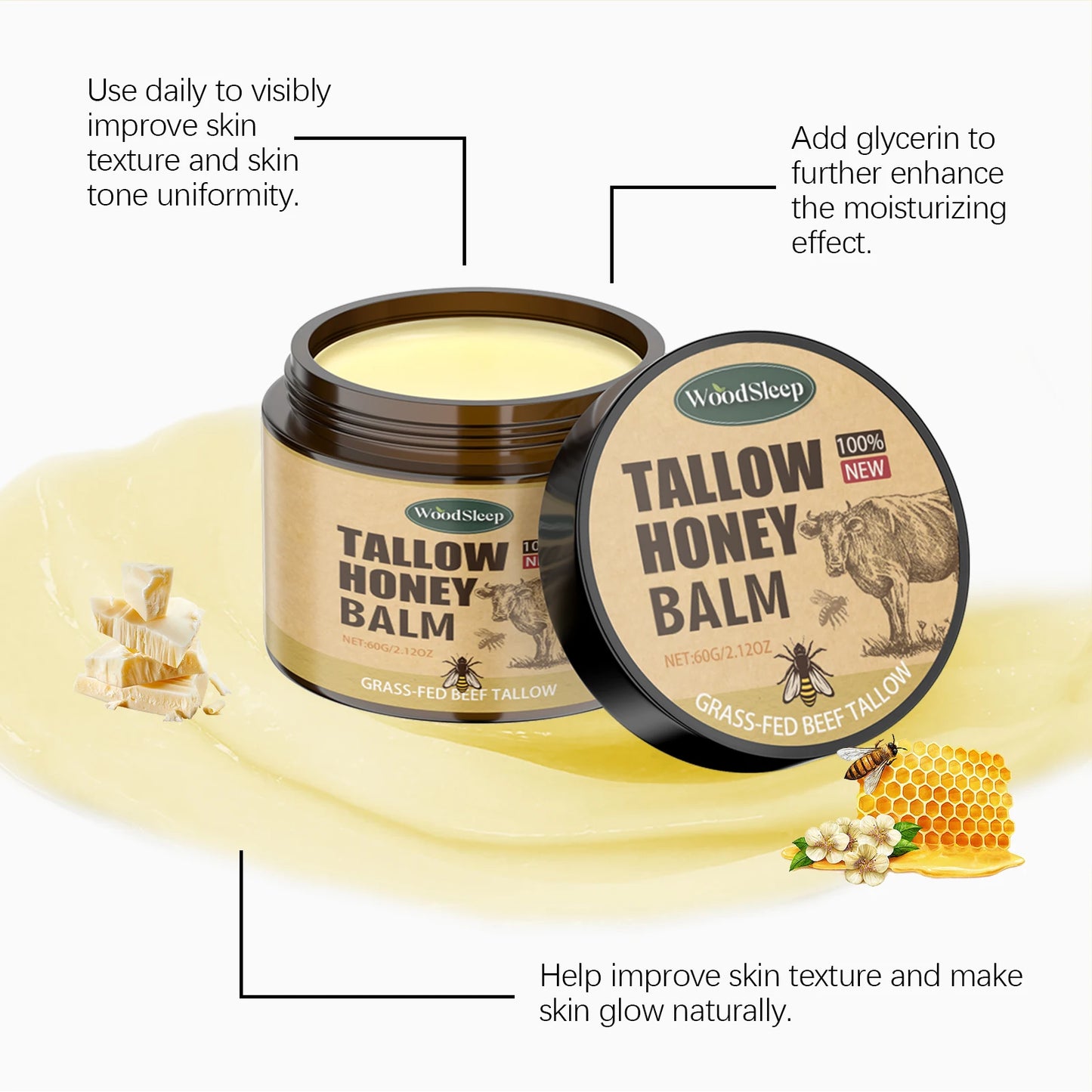 A WOODSLEEP Whipped Glow Tallow & Honey Balm